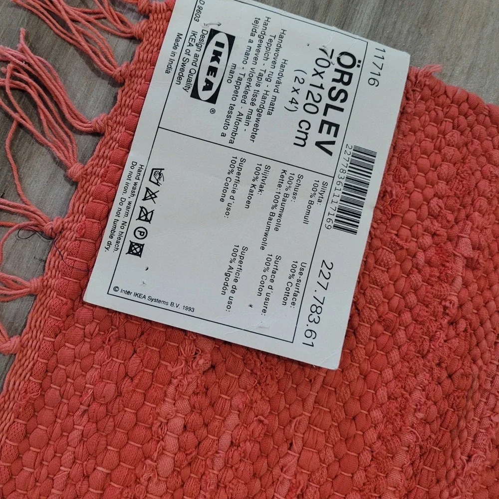 IKEA Orslev Rug 2x4 Coral Cotton Woven Tassel Throw‎ Area Rug New Tag READ
